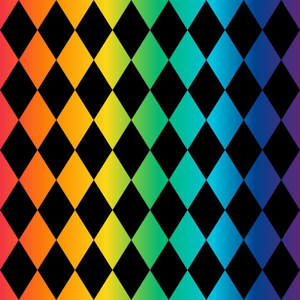 patrón sin costuras fondo negro con rombos de colores. ilustración vectorial vector