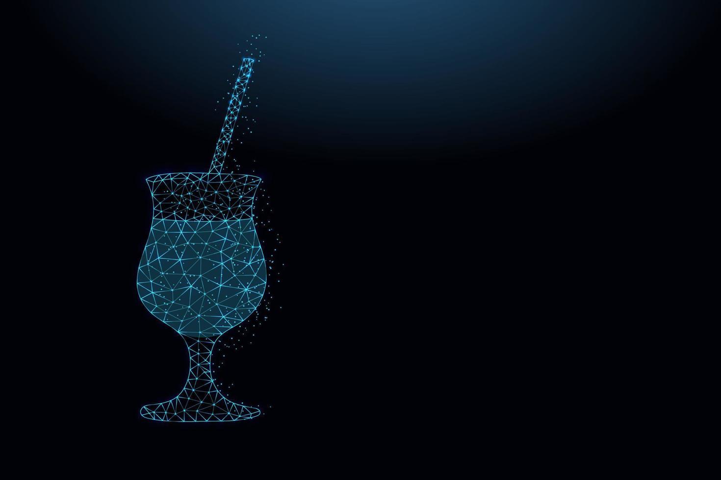 Abstract icon cocktail made from lines and triangles. Low poly style design. vector