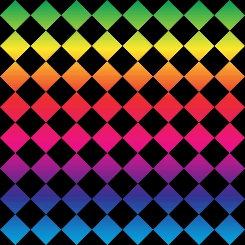 Seamless pattern. Black background with colorful rhombuses . Vector illustration.
