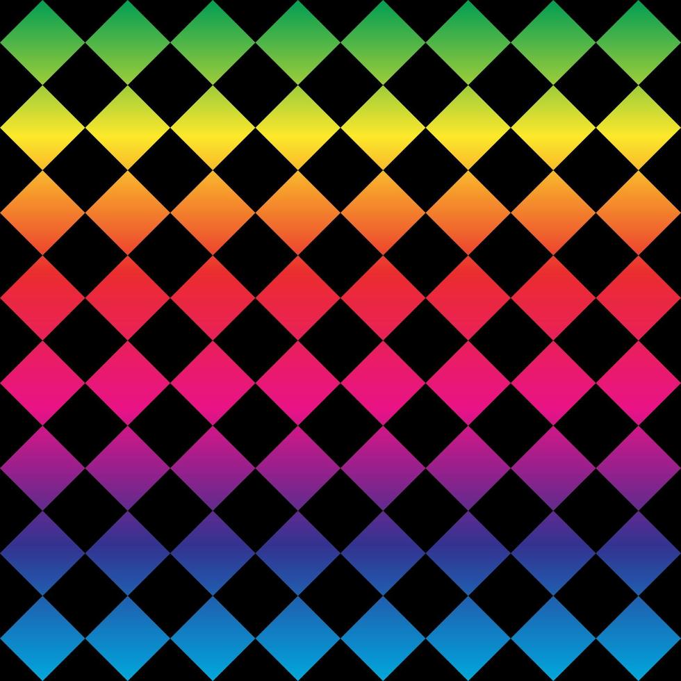 Seamless pattern. Black background with colorful rhombuses . Vector illustration.