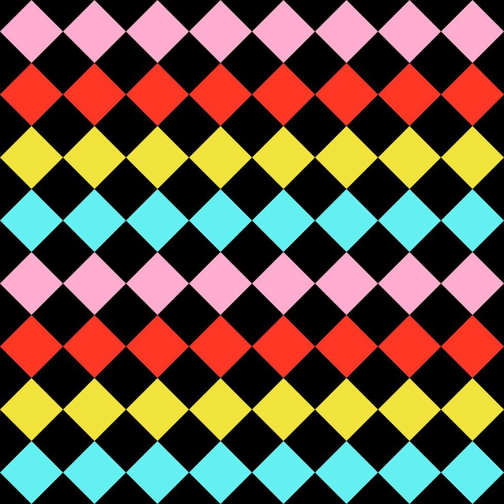 Seamless pattern. Black background with colorful rhombuses . Vector illustration.