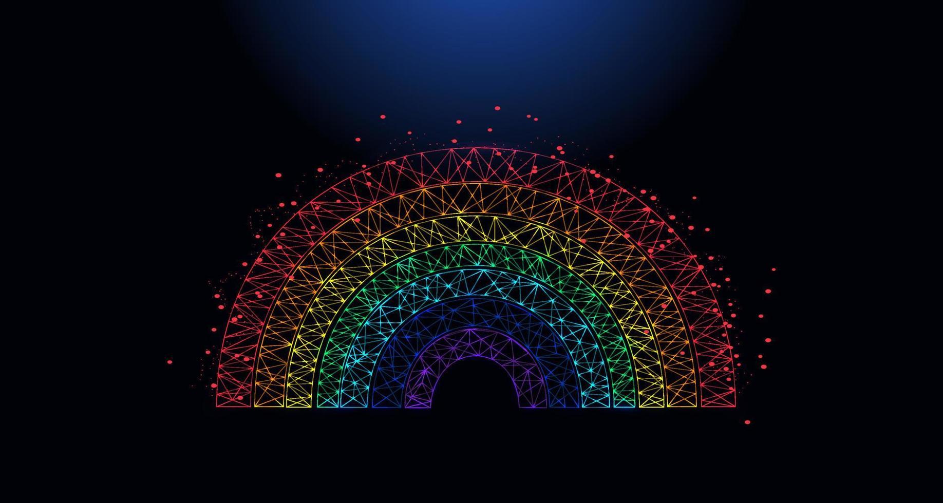 Abstract icon rainbow made from lines and triangles. Low poly style design. vector