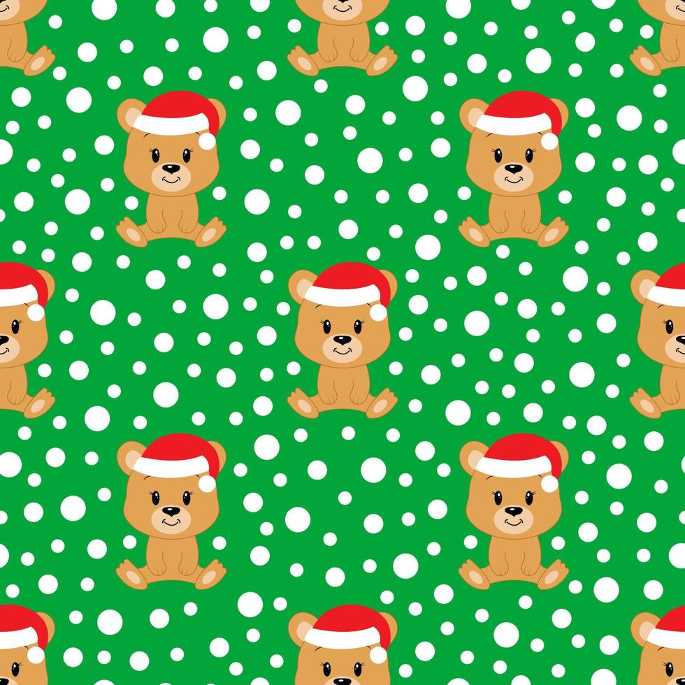 Cute cartoon bear. Vector illustration. Seamless pattern. Christmas.