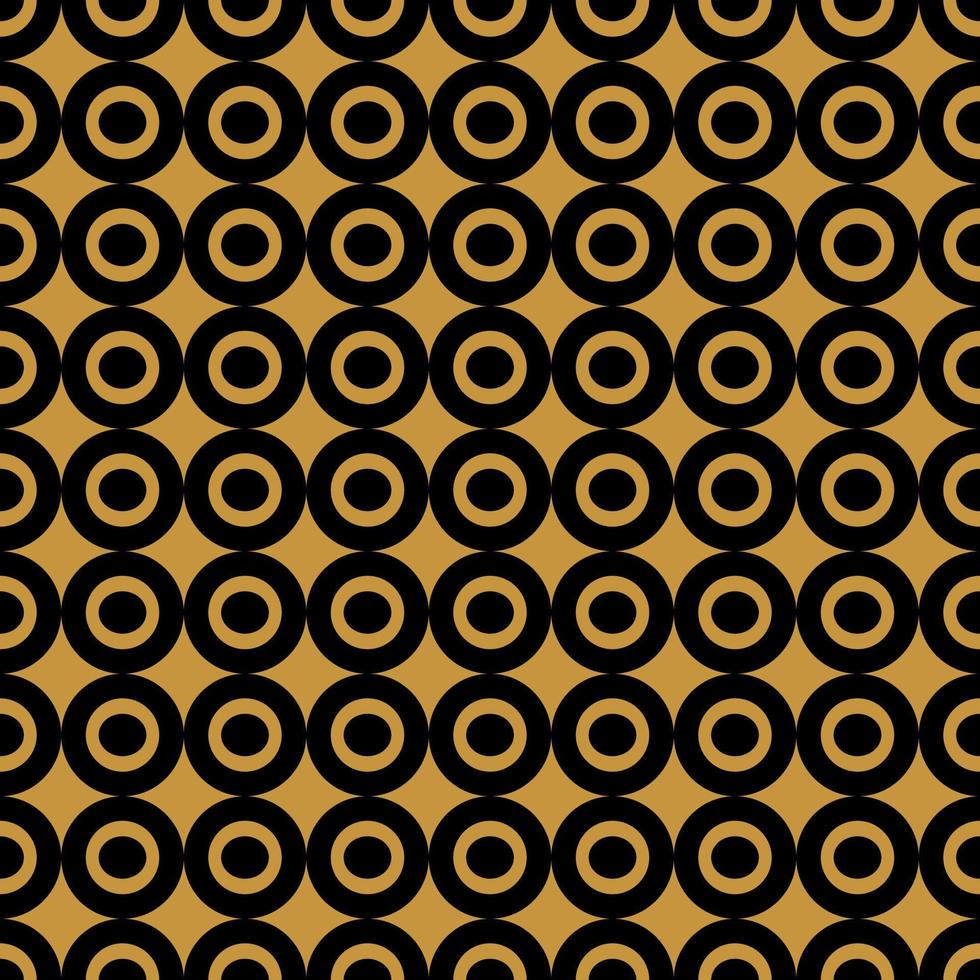 Seamless pattern. Gold background with black circles . Vector illustration.