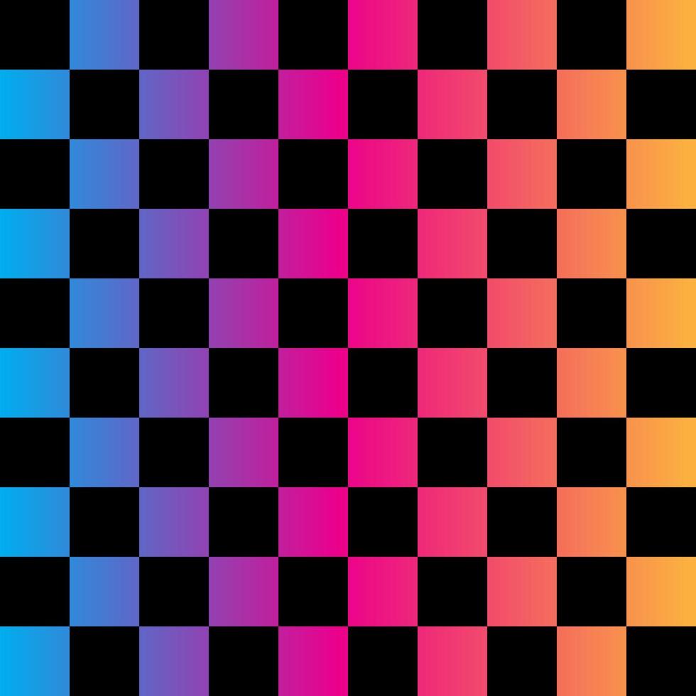 patrón sin costuras de cuadrados negros y arco iris. bandera a cuadros. ilustración vectorial vector