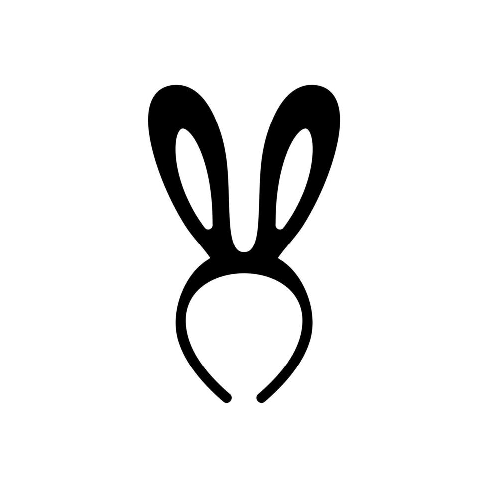 Bunny rabbit ears headband head wear vector icon logo. Easter rabbit costume isolated vector. Illustration of easter rabbit ear costume headband in outline mono line art style