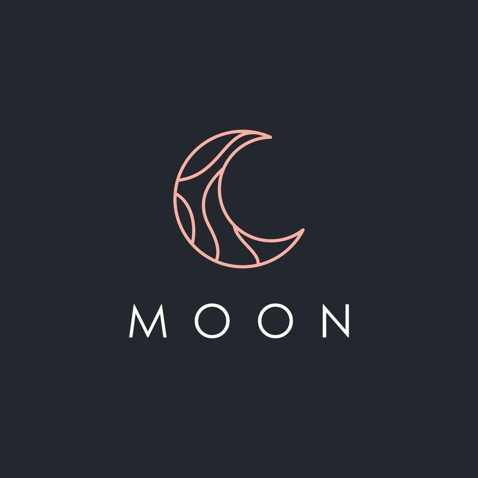 simple moon logo. elegant crescent moon and star logo design line