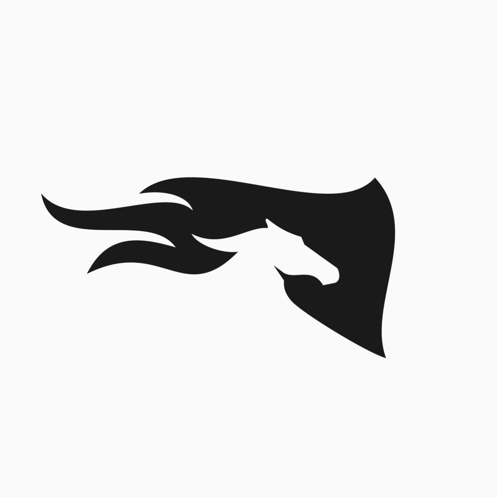 horse fire flame and flag logo design illustration icon vector