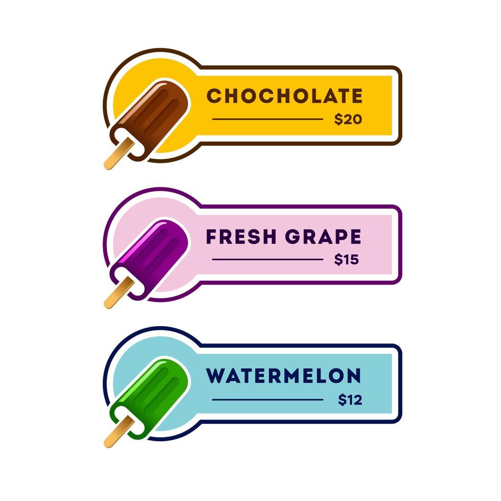 diseño de fondo de ilustración de vector de banner de lista de precios de paletas de helado para negocios de alimentos y bebidas, ilustración de vector de postre