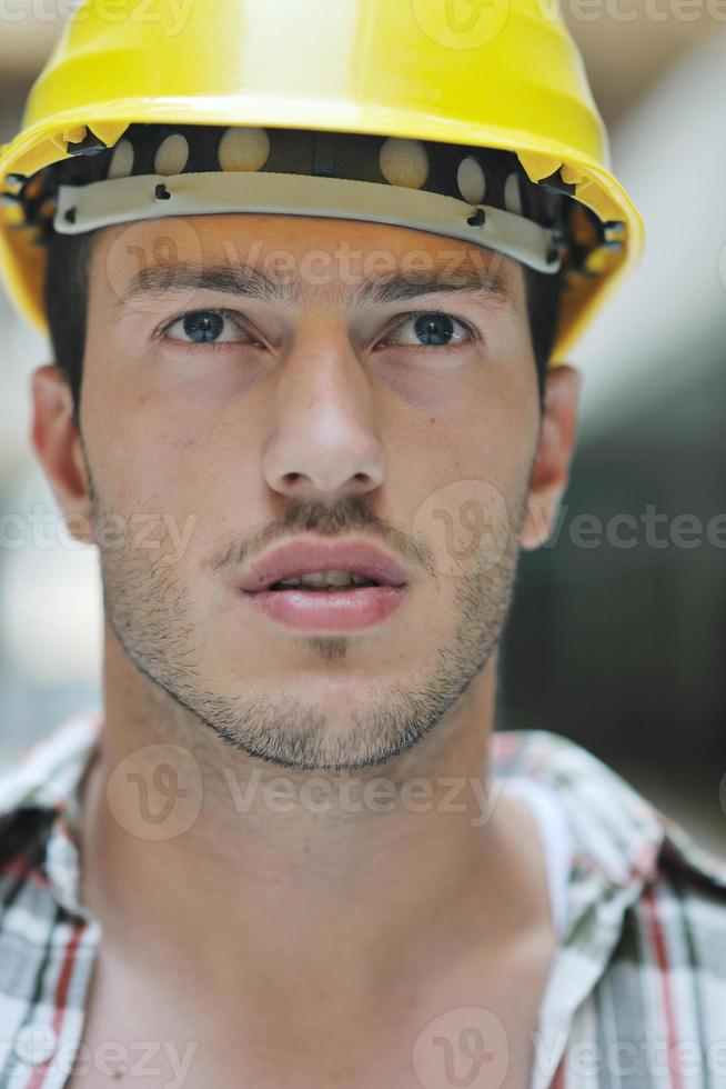 hard worker on construction site photo