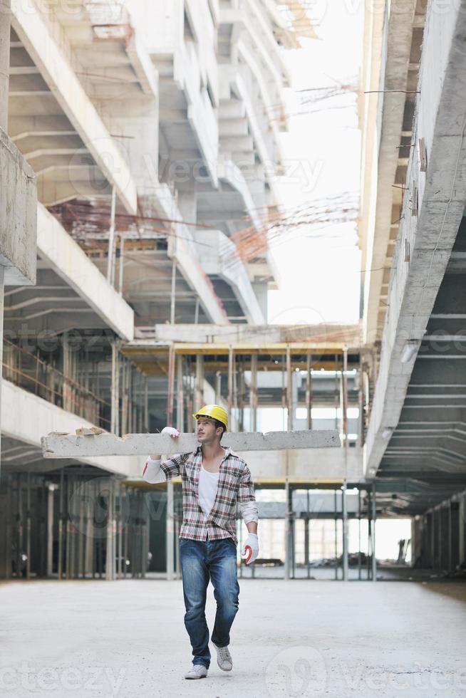 hard worker on construction site photo
