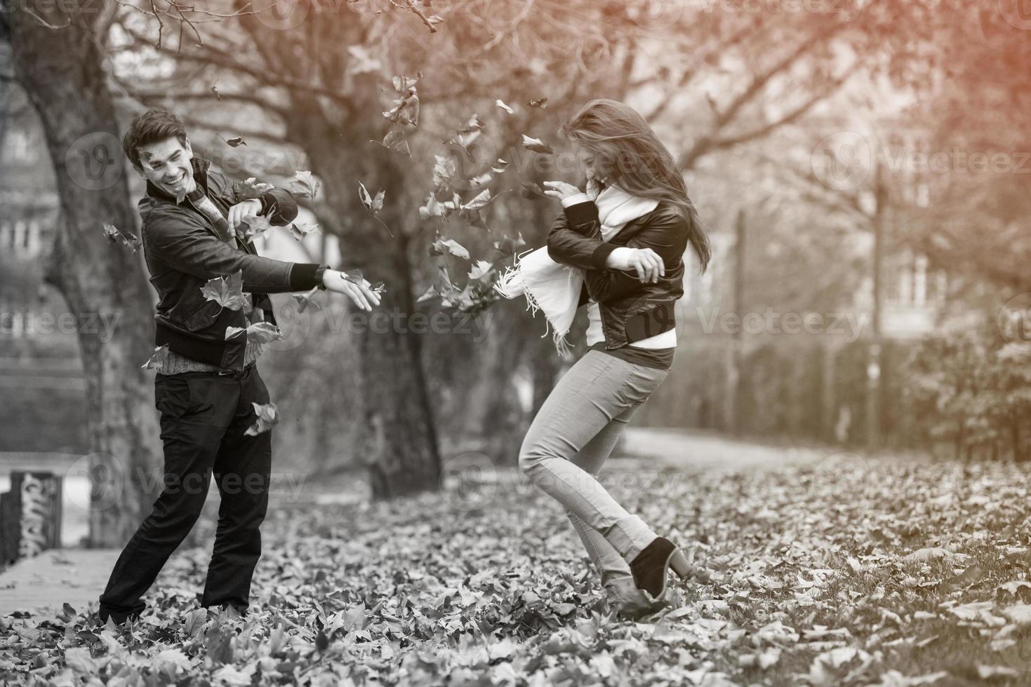 Happy young Couple in Autumn Park photo