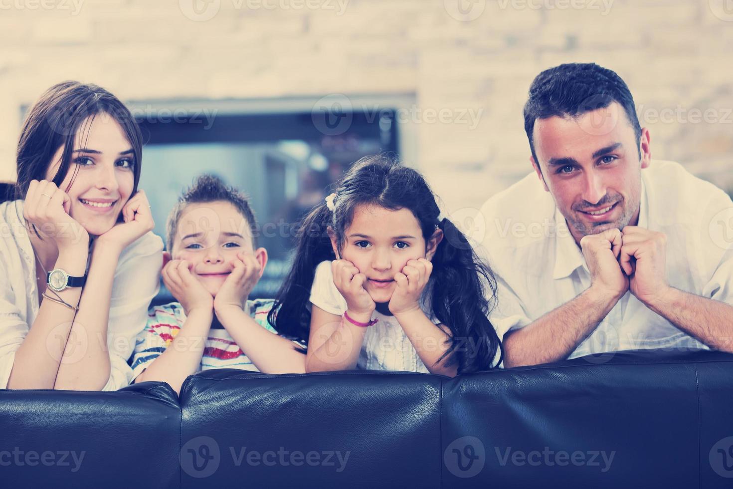 young family at home photo