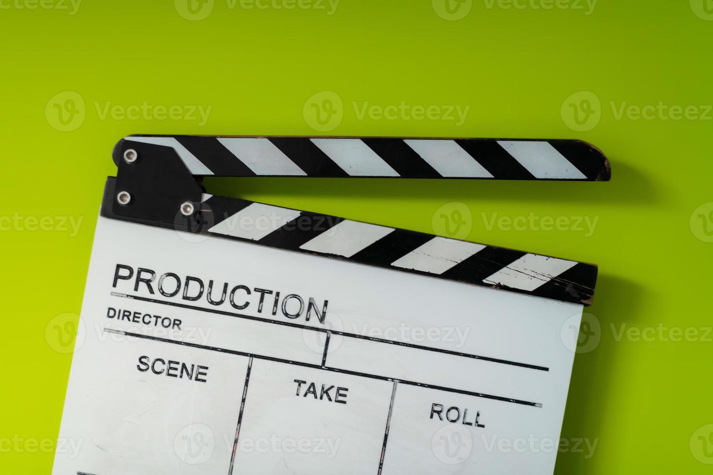 movie clapper on green  background photo