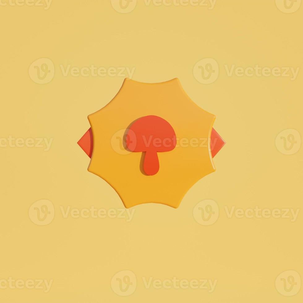 3d medal coin with mushroom icon photo