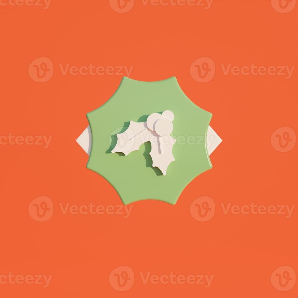 3d medal coin with mistletoe icon photo