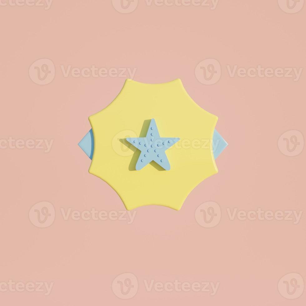 3d medal coin with starfish icon photo