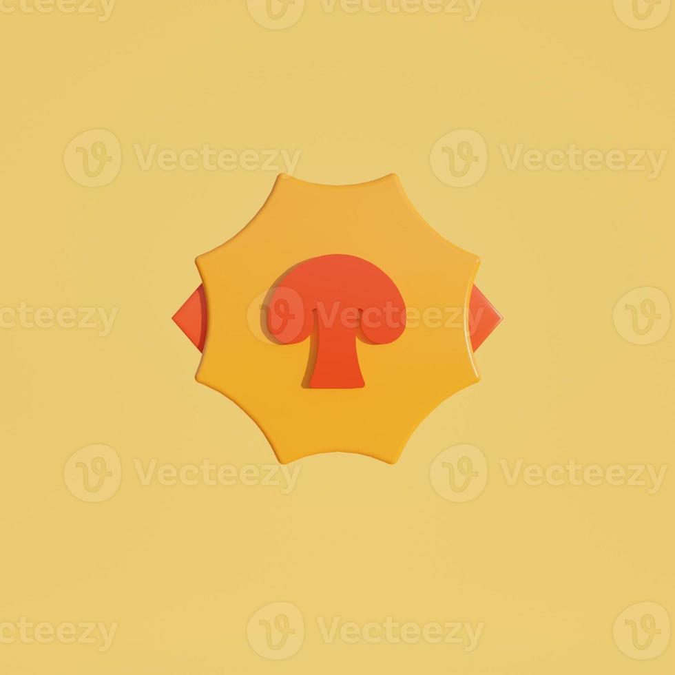 3d medal coin with mushroom icon photo