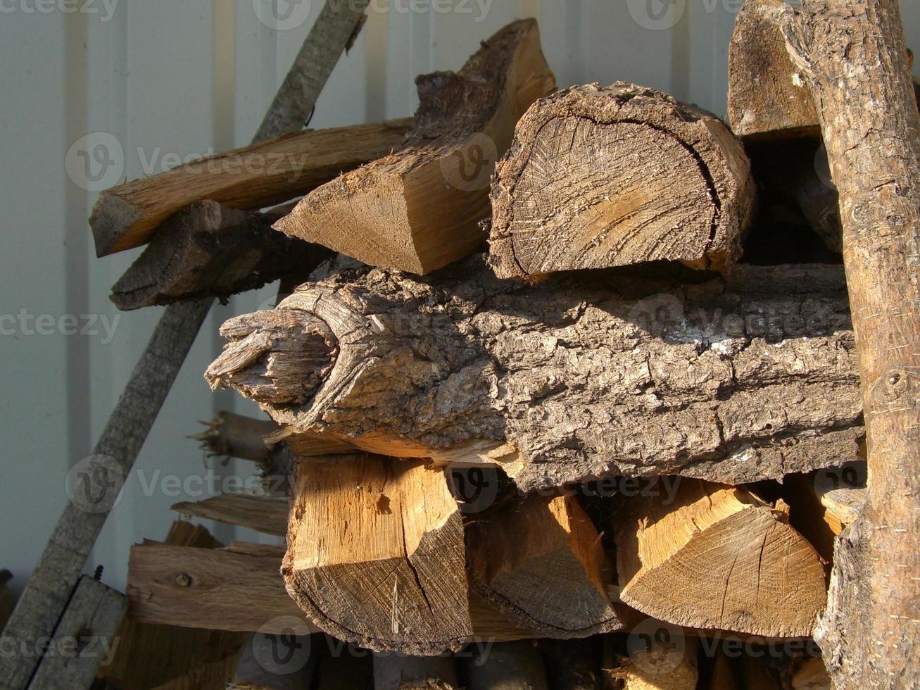 Fresh firewood chopped from large photo