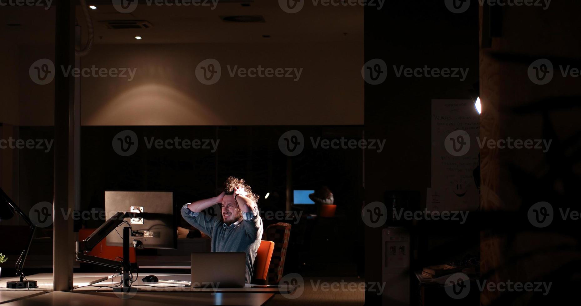 businessman relaxing at the desk photo