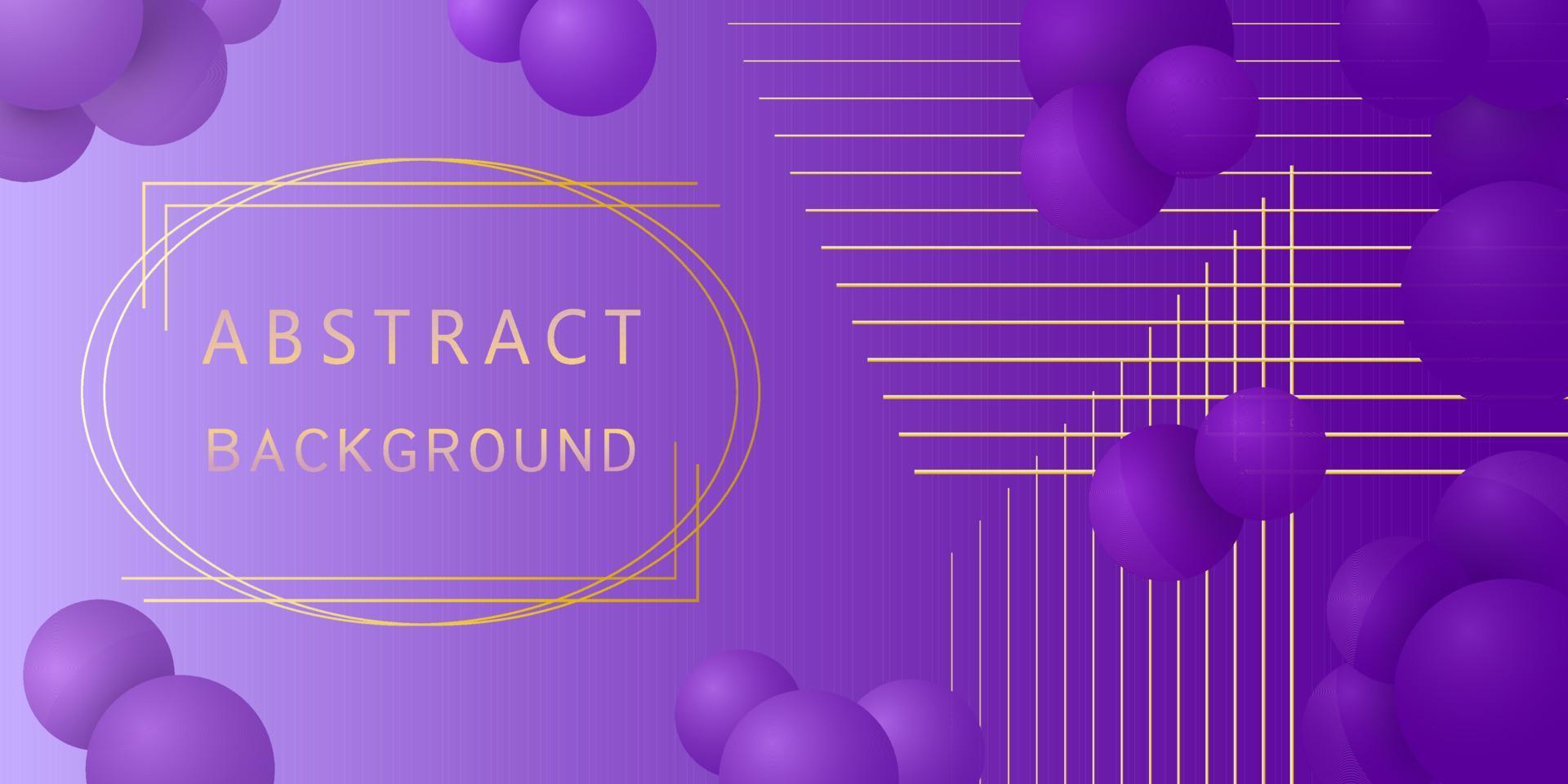 Abstract luxury background with purple balls, golden lines and frame. Brochure template layout, flyer, cover design, magazine. Gradients. Vector
