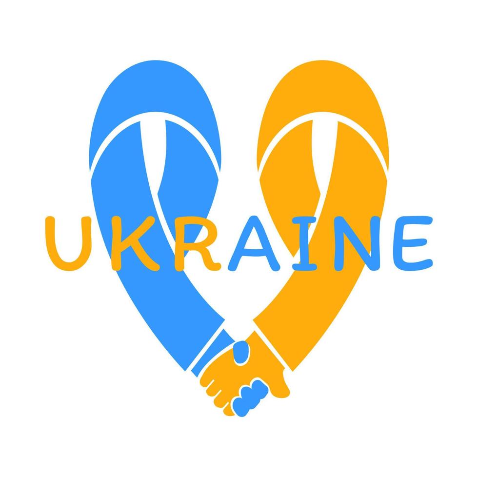 guerra de ucrania corazón con colores azul y amarillo de la bandera ucraniana aislado. paz a ucrania. unir concepto. no a la guerra. ilustración plana vectorial vector
