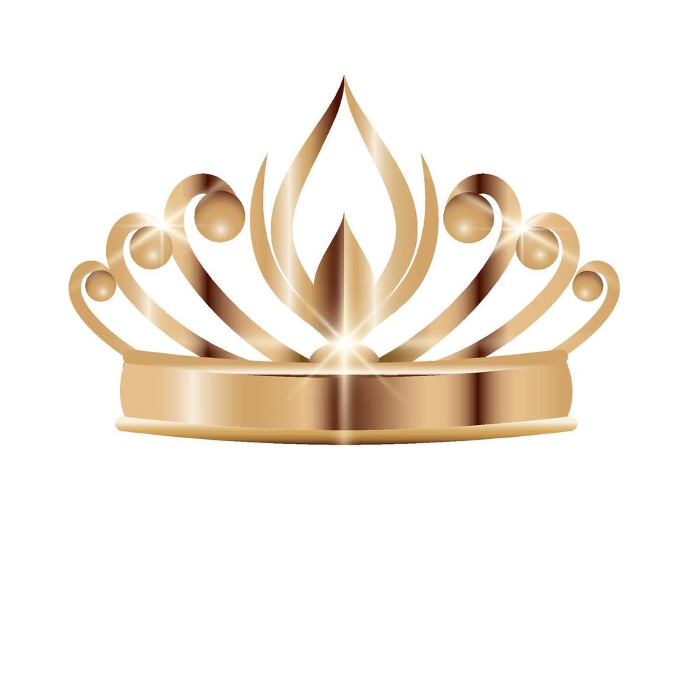 Gold crown isolated on white backgrounds. Realistic vintage royal crown for king or queen. Royalty symbol. Vector illustration for vip card, luxury design, premium