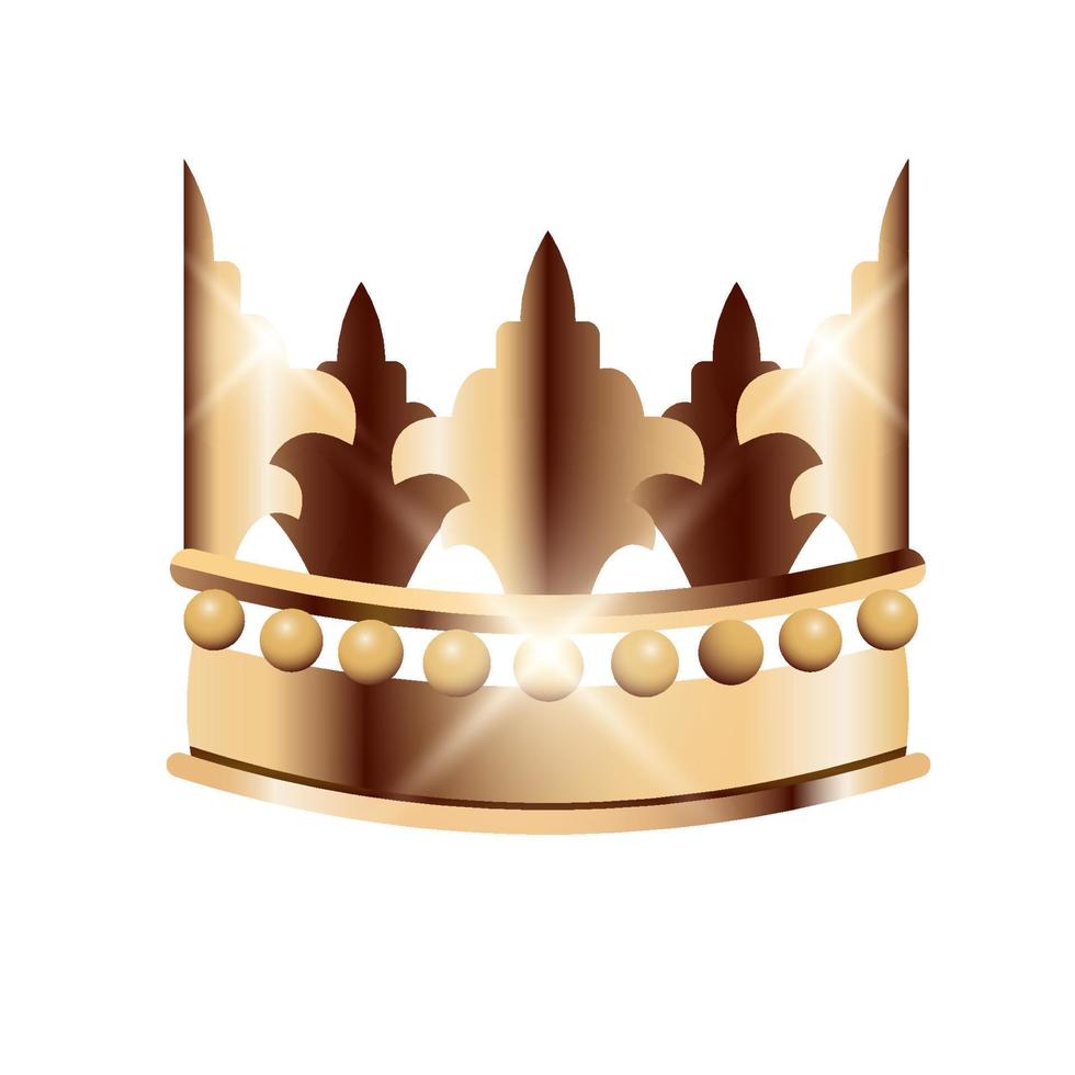 Gold crown isolated on white backgrounds. Realistic vintage royal crown for king or queen. Royalty symbol. Vector illustration for vip card, luxury design