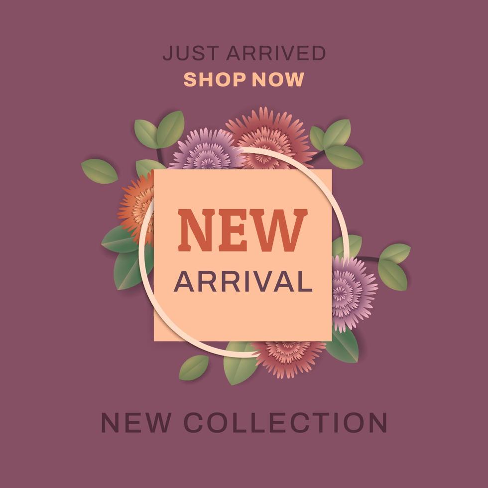 Autumn sale background with beautiful floral. Frame, flower, foliage for banner, flyer, promotion poster, invitation, advertising. Vector illustration