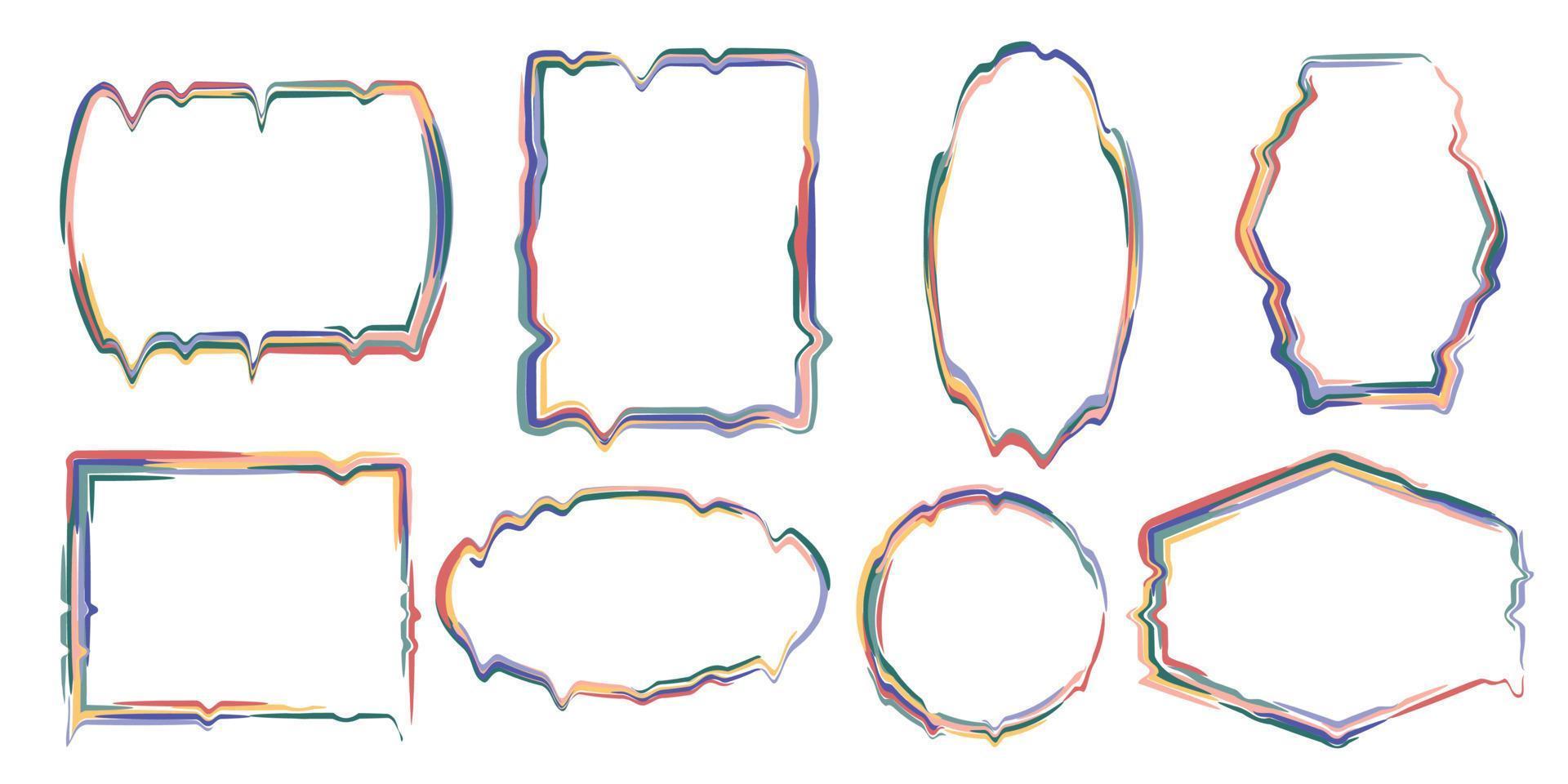 Set of colorful paint frames. Watercolor fashion background for design business cards, invitations, gift cards, flyers and brochures. Design elements. Abstract Geometric shape. Vector. vector