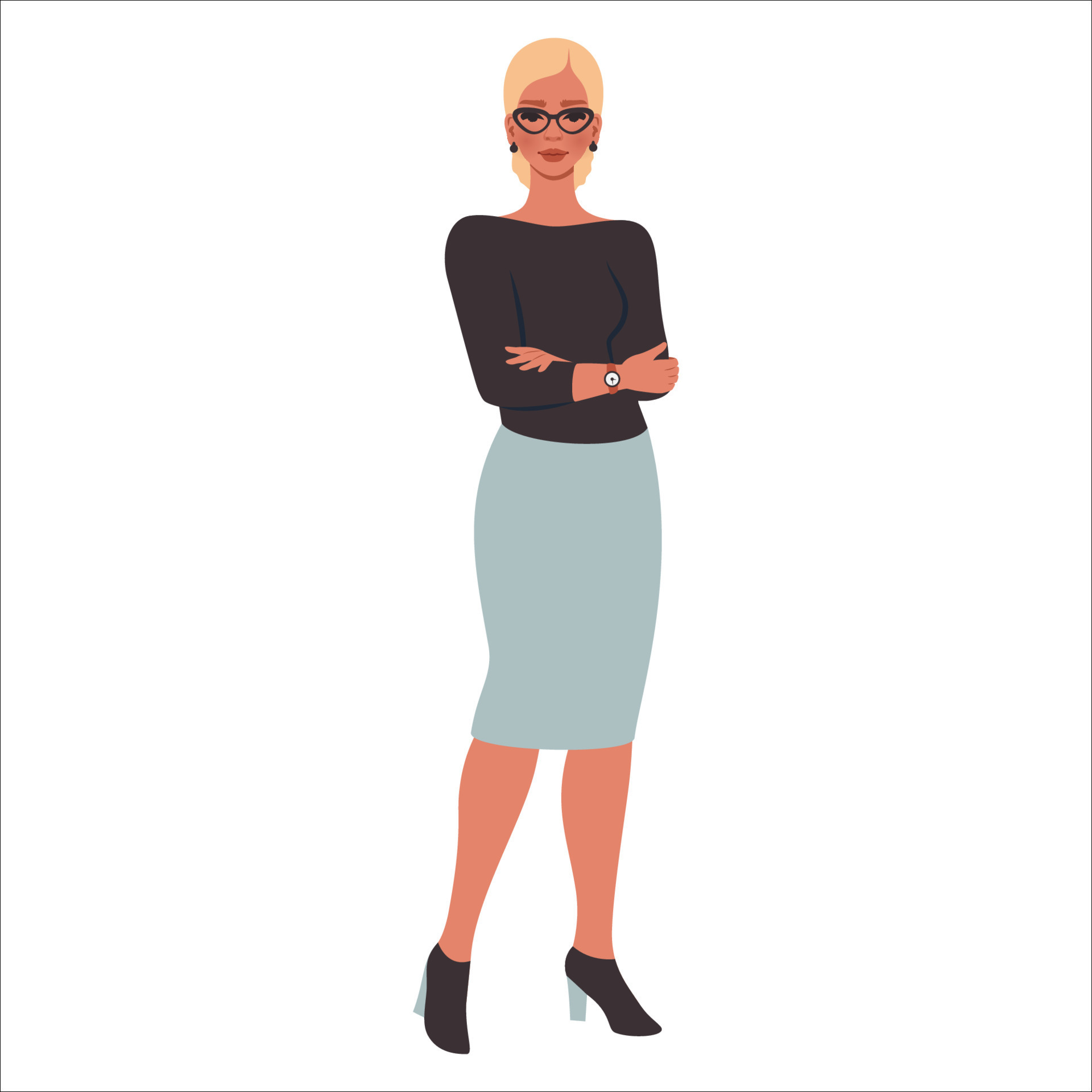 Confident Beautiful young woman. School or college teacher, office worker.  Female flat character. Education, study, business concept. Vector cartoon  illustration 11277871 Vector Art at Vecteezy