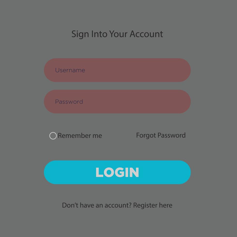 sign in, login screen, Vector template design, Website ui concept.