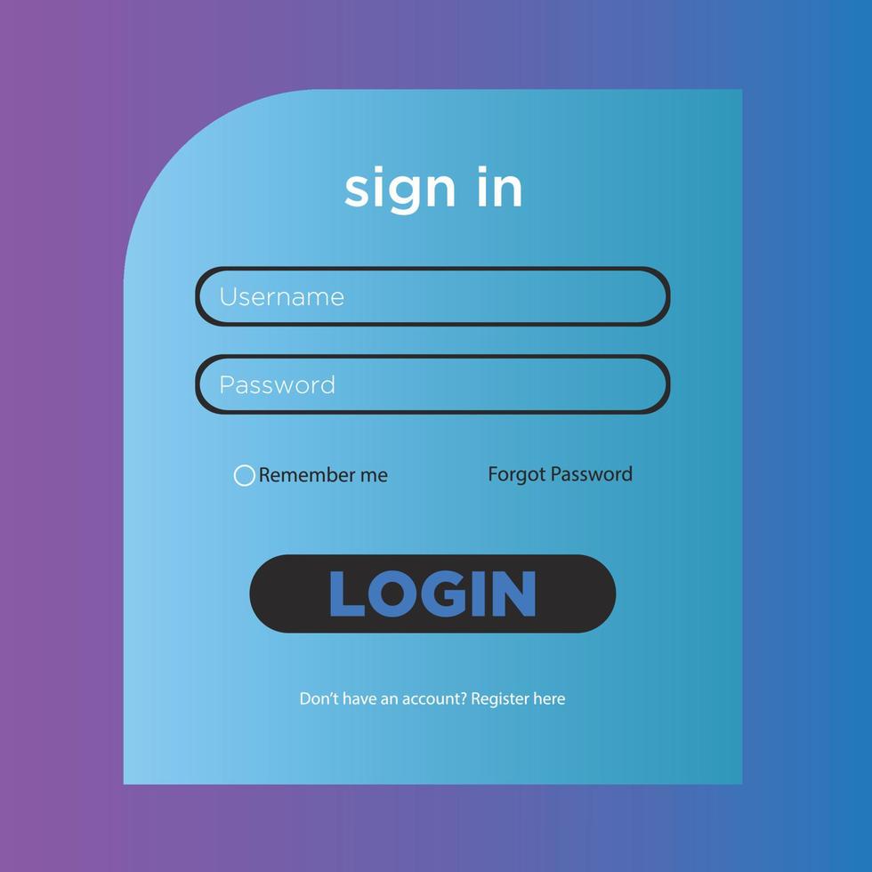 login form page. Vector template for your design. Website ui concept