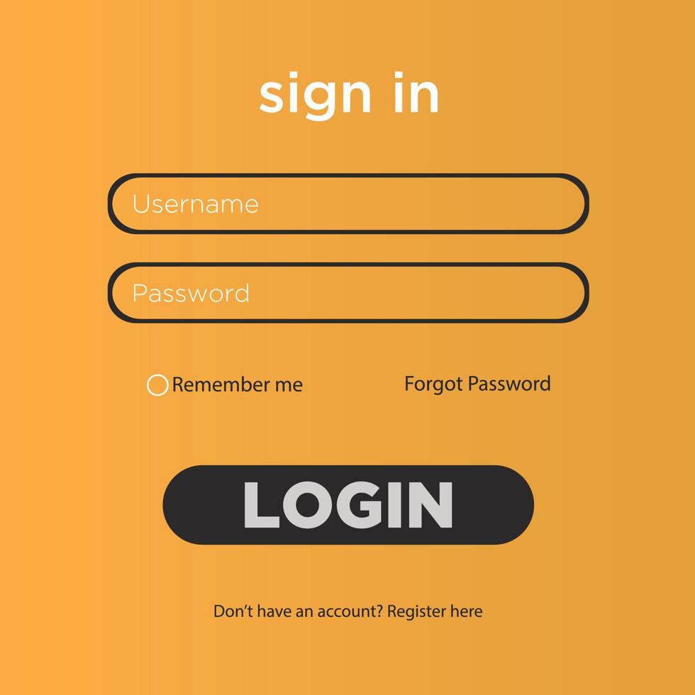 login form. vector design color from uniqe collection, illustration template.