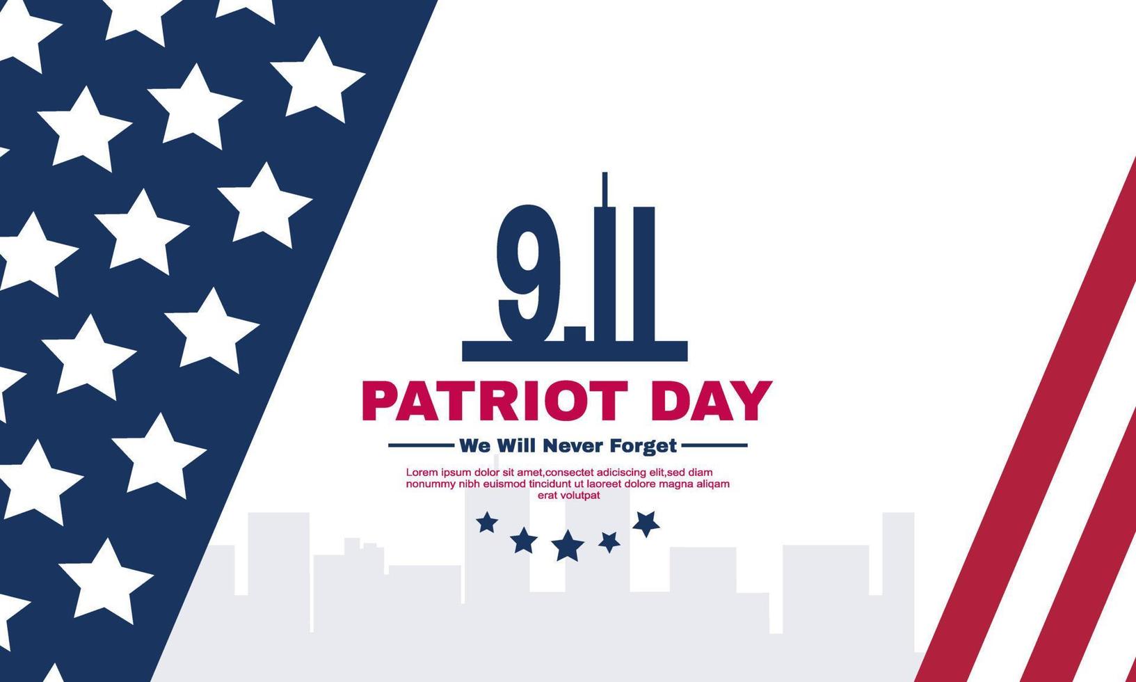 eleven september patriot day banner background we will never vector