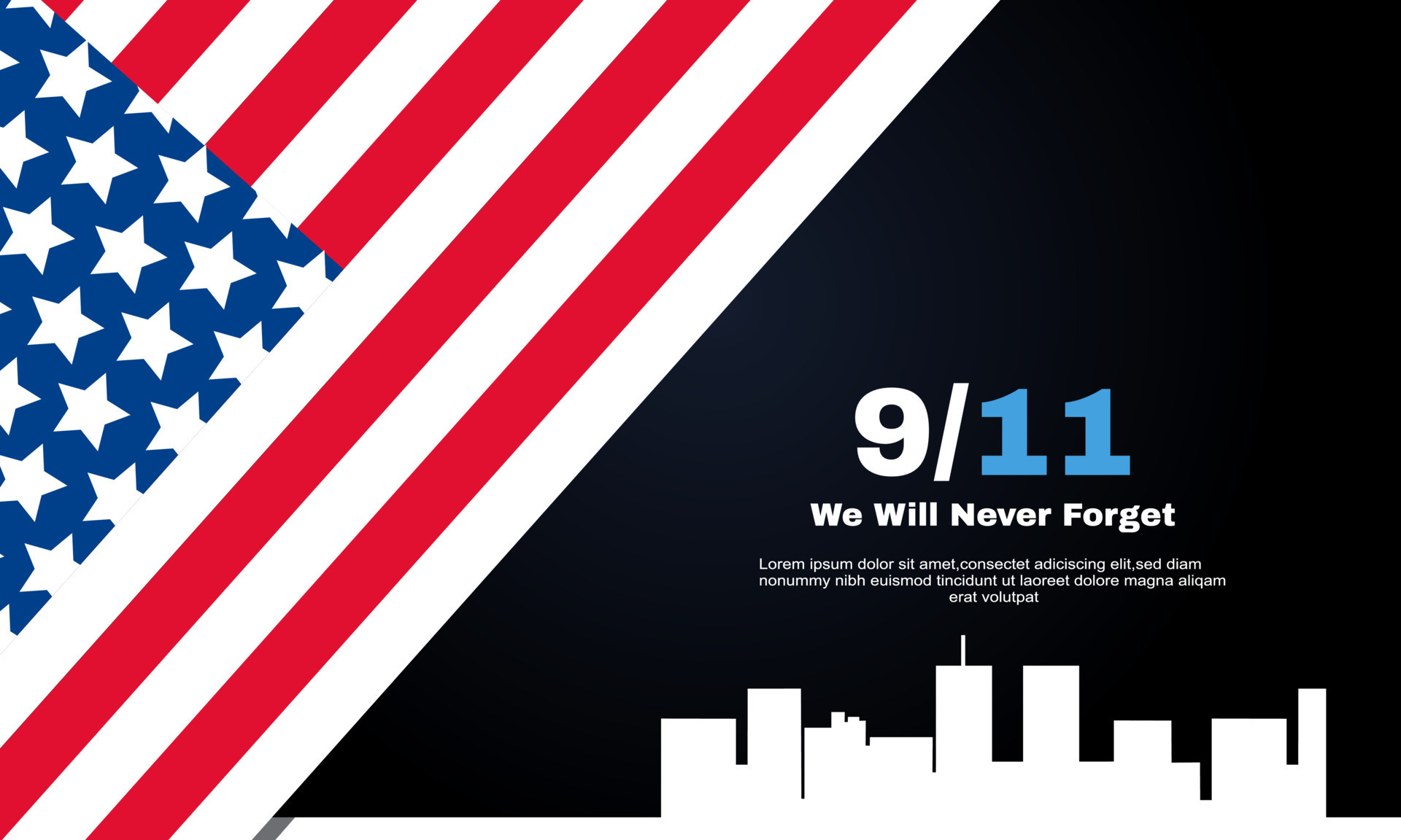 patriot day september 11 we will background 11278168 Vector Art at Vecteezy