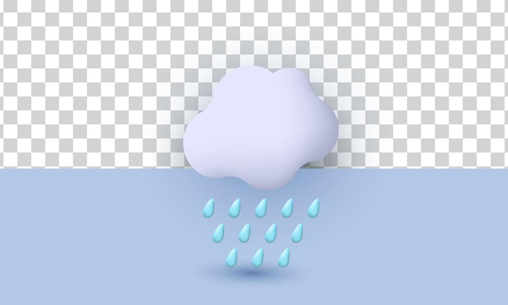 única lluvia intensa en la nube realista en 3d vector