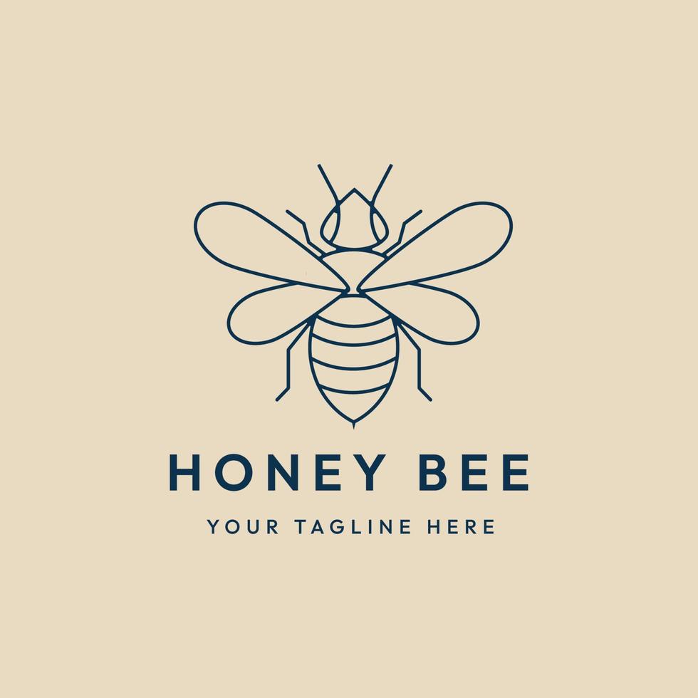 logotipo de arte de línea de abeja de miel, icono y símbolo, diseño de ilustración vectorial vector