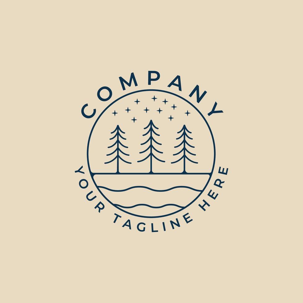 river tree line art logo, icon and symbol,  vector illustration design