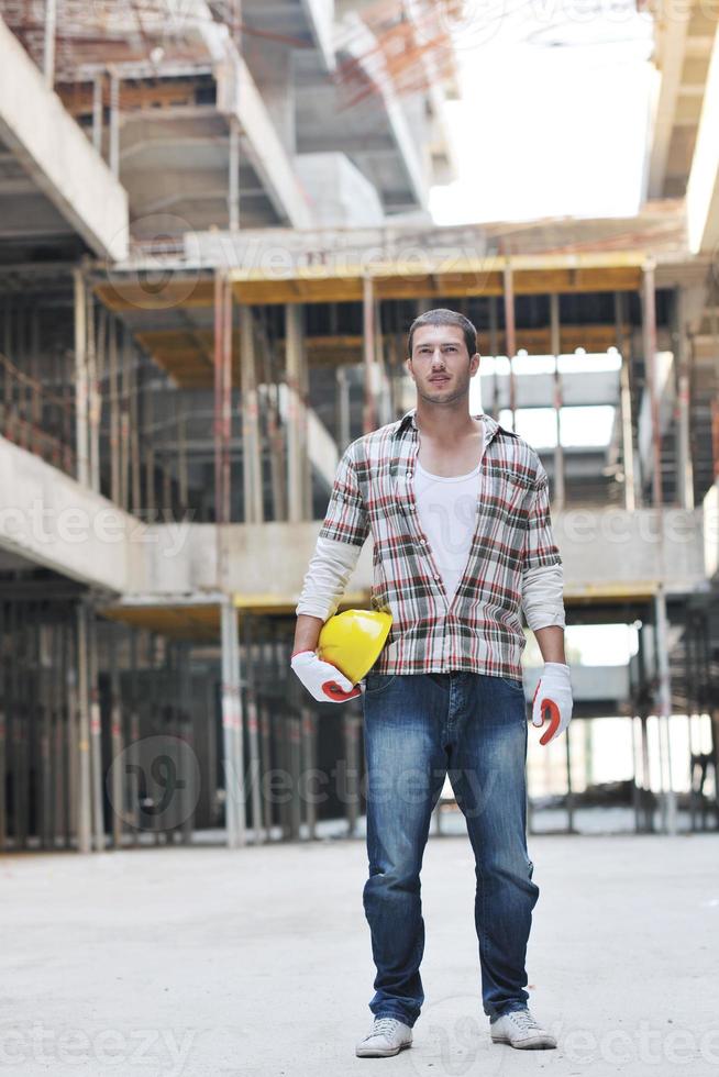hard worker on construction site photo