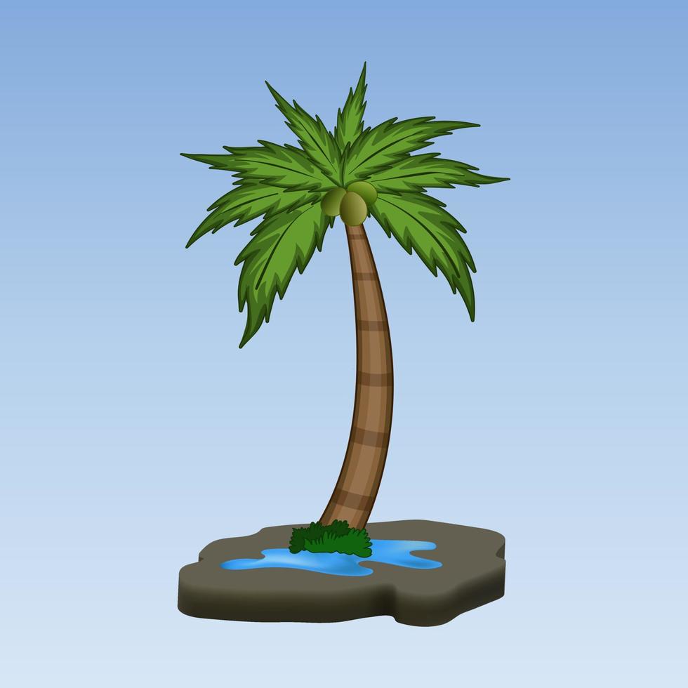 Illustration of a single palm tree with a blue sky in the background vector