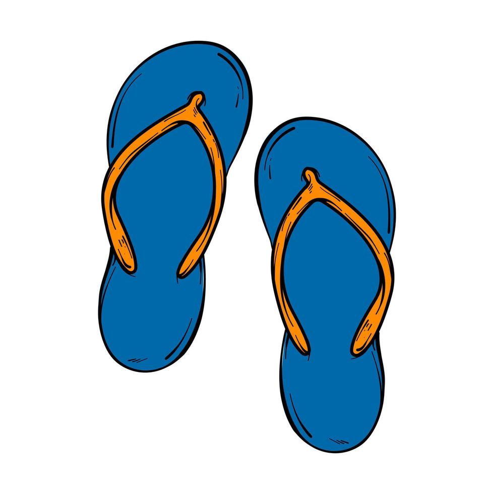 Pair of flip flop sandals. Beach sandals isolated on a white background vector illustration