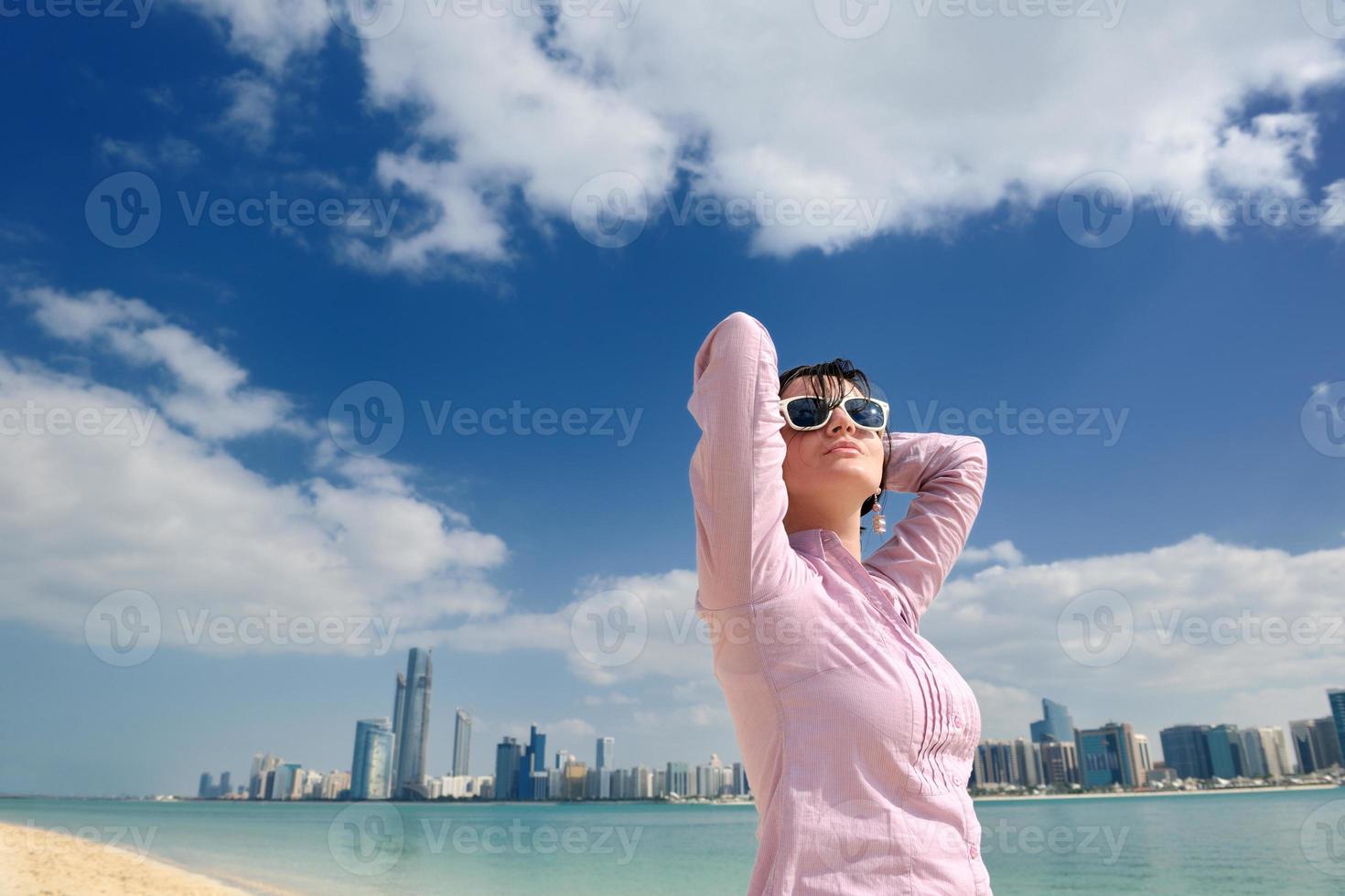 happy tourist woman photo