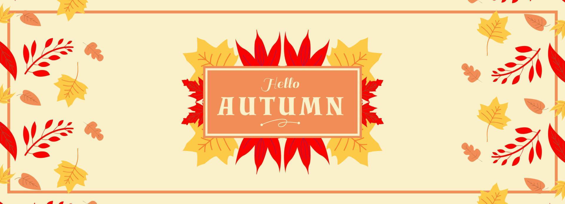 Hello autumn season banner background template design vector