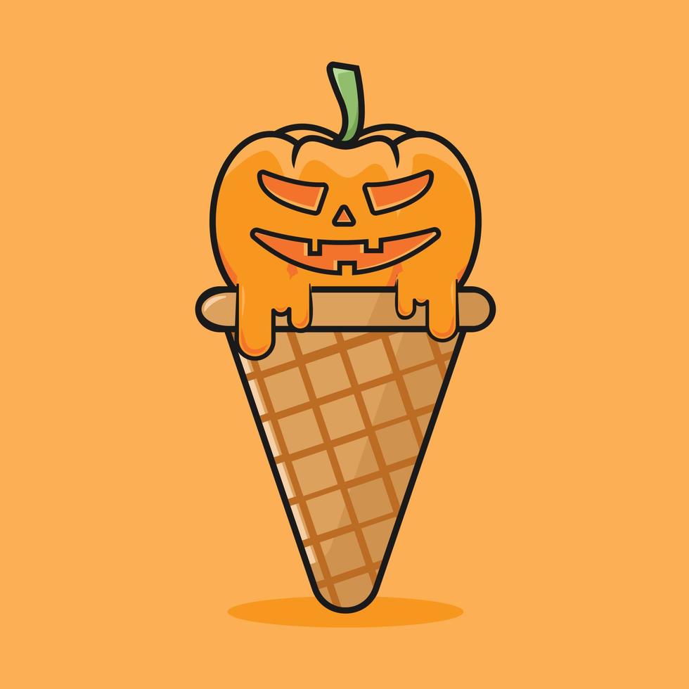 pumpkin ice cream halloween element vector design