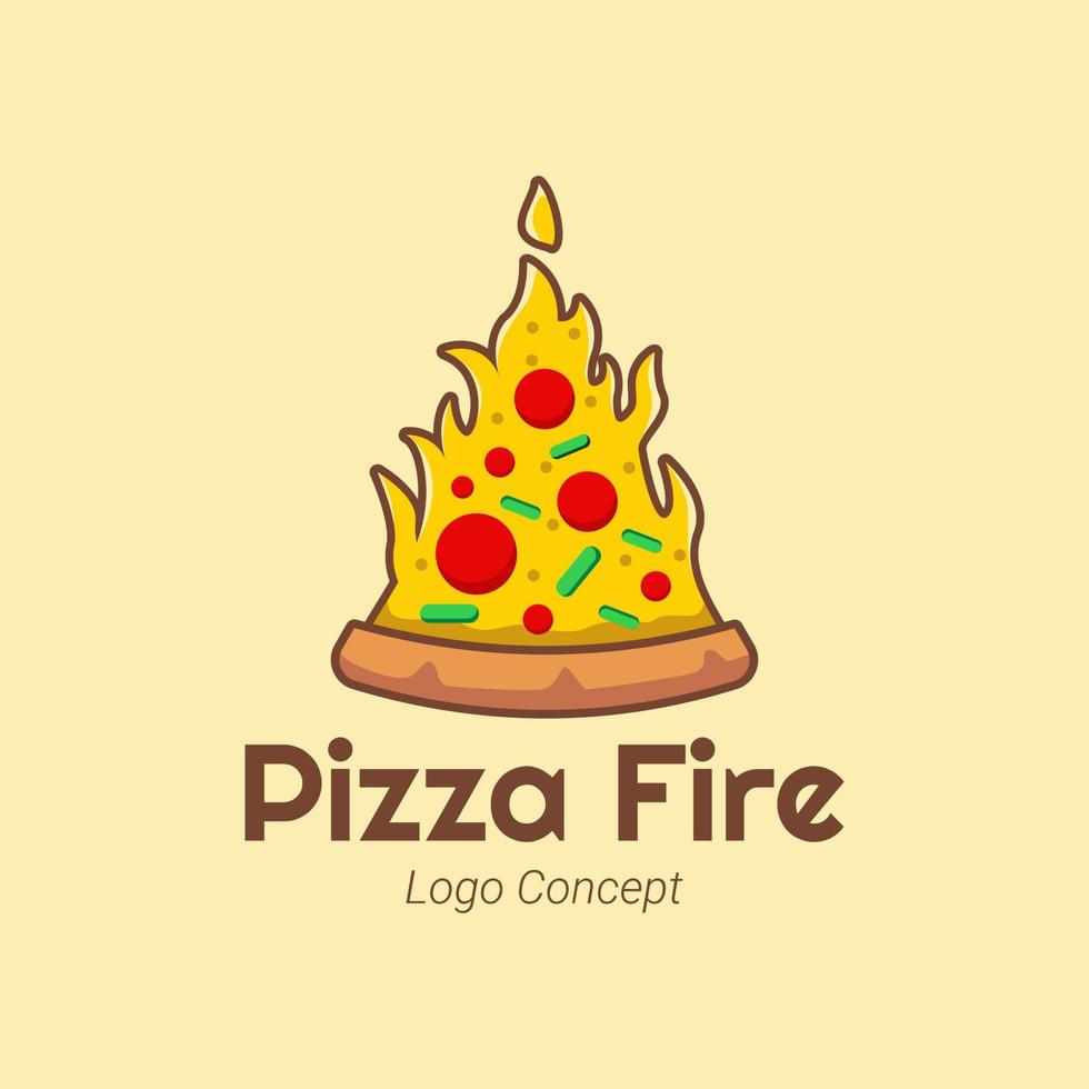 mezcla de logotipo de fuego de pizza para diseño de plantilla de negocio de comida de restaurante vector