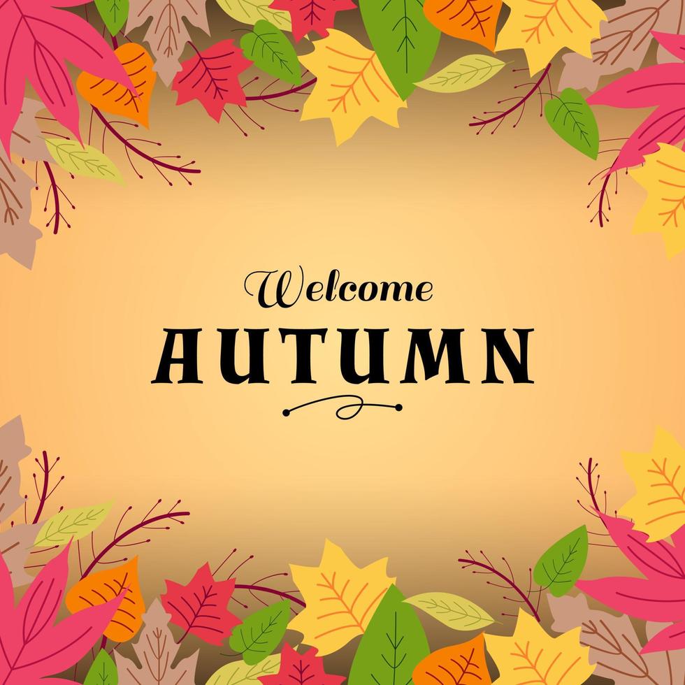 autumn leaves frame background social media template design vector