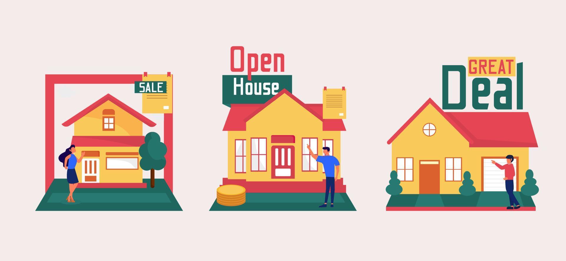 House Sell Real Estate Bundle Flat Design vector