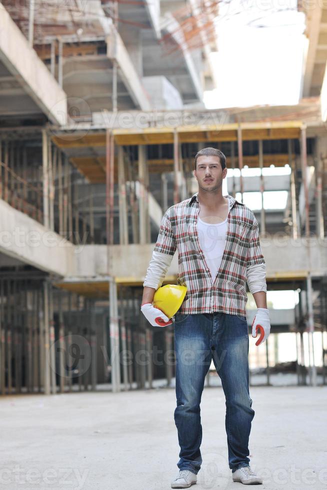 hard worker on construction site photo