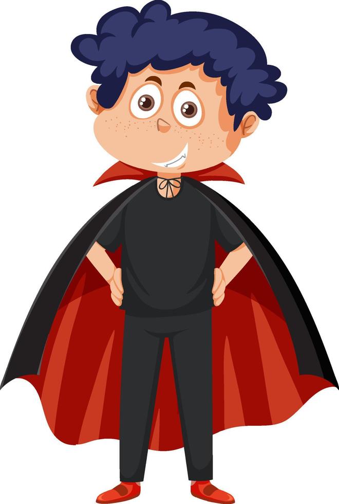 A boy wearing dracula costume for halloween vector